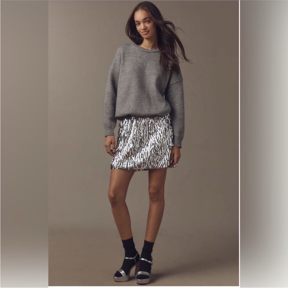 Mare Mare Long-Sleeve Knit Sequin Twofer Mini Dress Sz. S